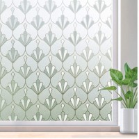 Privacy Window Film Non Adhesive Frosted Glass Film Anti UV Window Sticker Self Static Cling Decorative Glass Film for Home Kitchen Living Room, Removable & Reusable, 17.5 x 78.7 inches