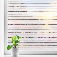 Window Film Privacy Blinds Glass Film Decorative Non-Adhesive Frosted Static Cling Sun Blocking Heat Control Home Office Stickers for Bathroom Door Coverings, Stripe Patterns 17.7 x 78.7 Inch