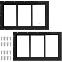 2 Pack 10" x 18" Black Shed Window with Tempered Glass Household Windows with Srews for Shed, Chicken Coop, Playhouse, Garage and Barns(No Screen)