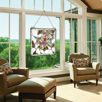 Stained Glass Panels Window Hangings Sunflower and Birds Tiffany Style Traditional Art Handcrafts for Home Decor and Gifts